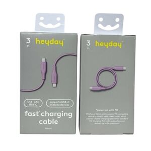 Heyday Lavender 3' USB-C to USB-C Chargng Cable